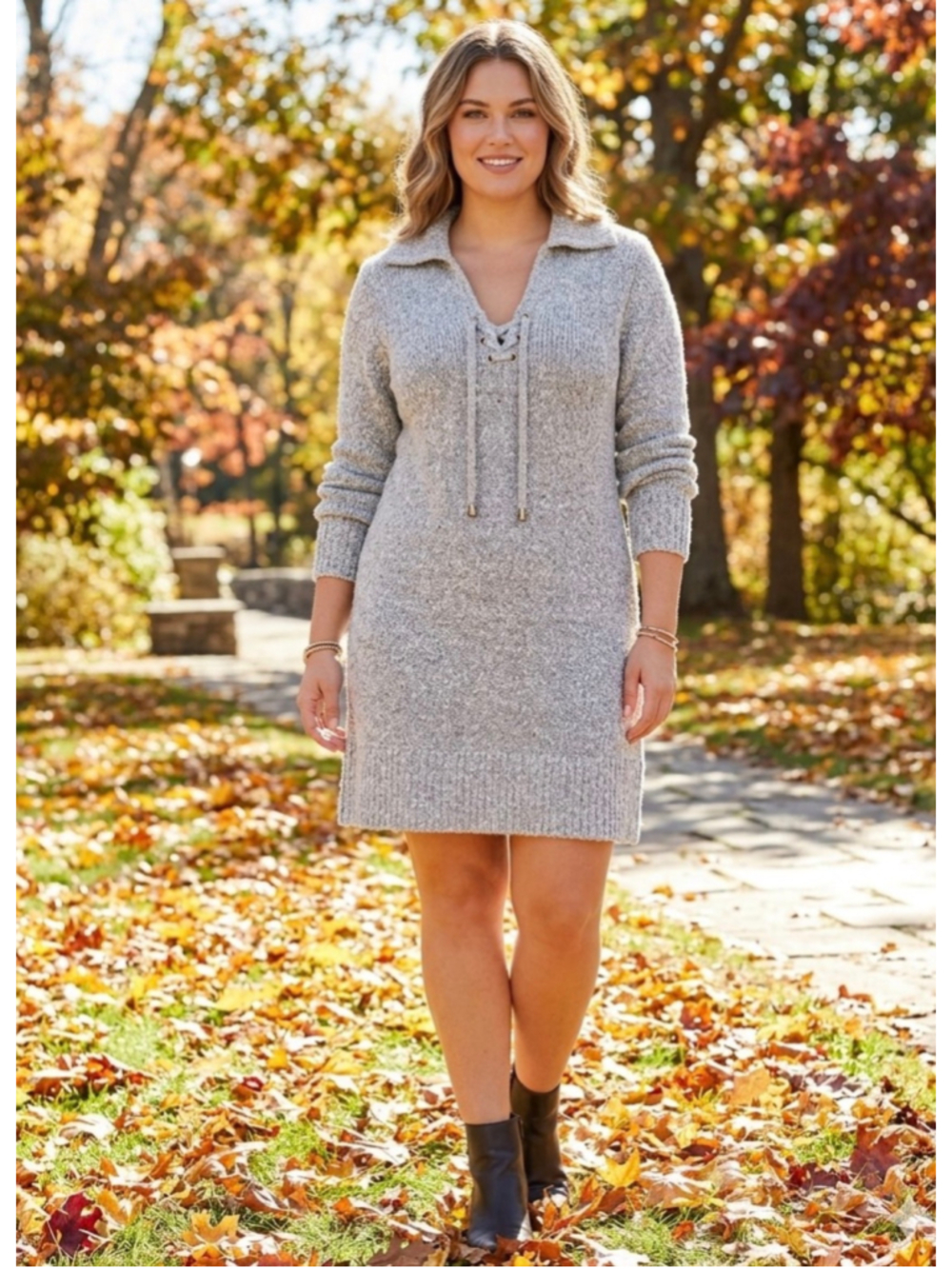 Women’s Free People Milena Gray Mini Sweater Dress Long Sleeved Knit size Large